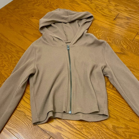 Brown cropped zip up hoodie - Picture 1 of 3